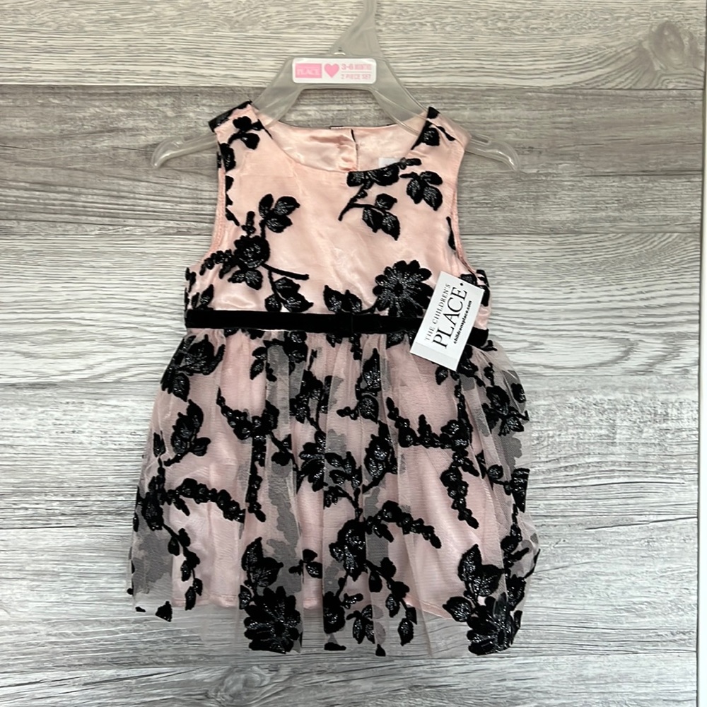 Baby Girl Formal Pink & Black Dress 3-6 mo